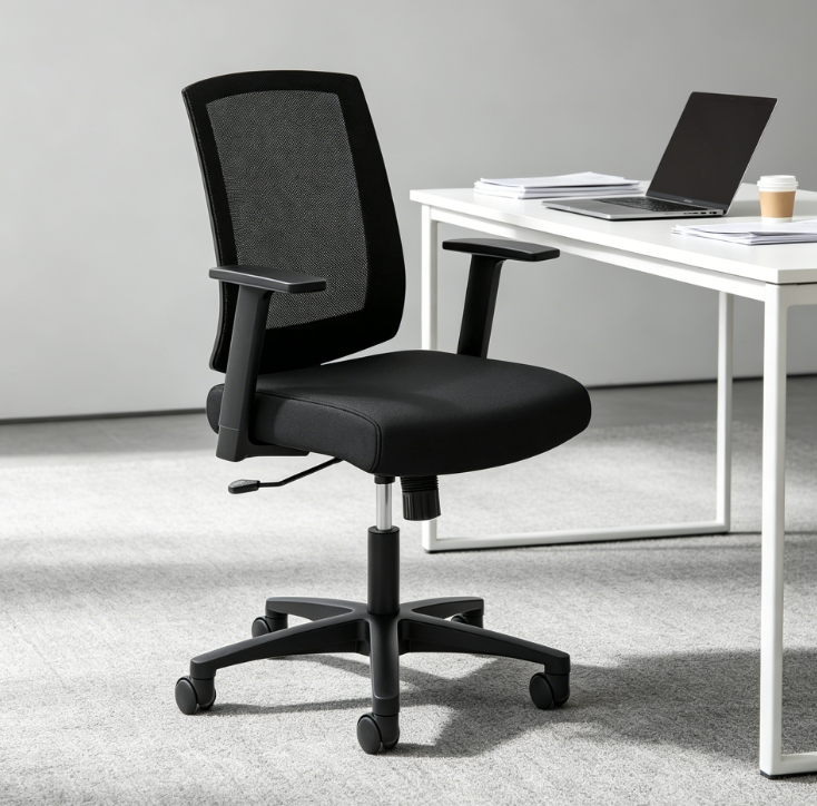 Breathable Mesh Back Chair, Black, Height Adjustable, Swivel, Tilt with Lock